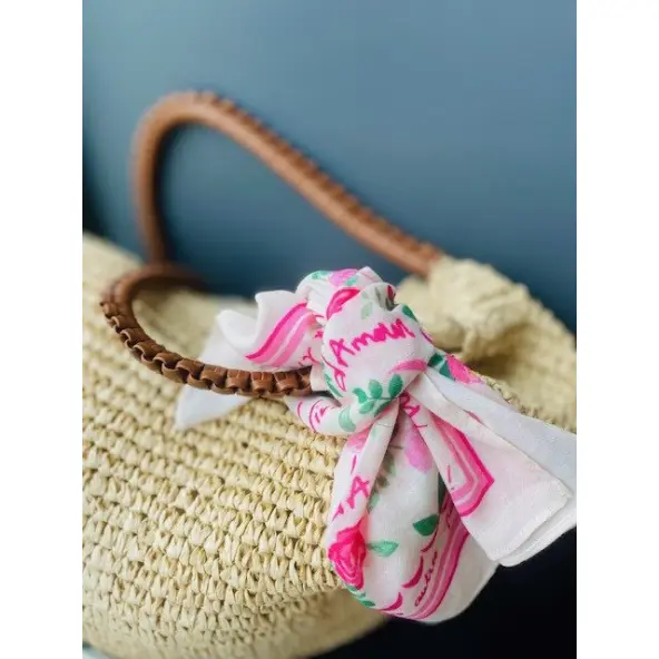 Foulard Vivre d'Amour écru - 50 cm