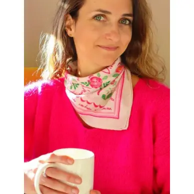 Foulard Vivre d'Amour écru - 50 cm