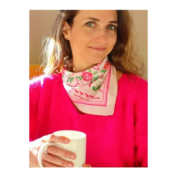 Foulard Vivre d'Amour écru - 50 cm