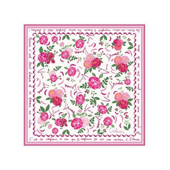 Foulard Vivre d'Amour écru - 50 cm