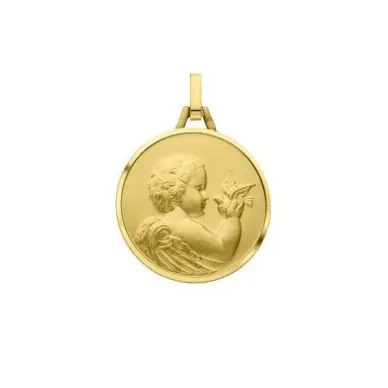 Médaille Ange à la colombe en or 9 carats