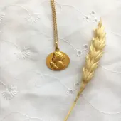 Médaille ovale Ange en prière en or 18 carats - 2