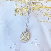 Médaille Ange rêveur ovale 16 mm - argent - 1