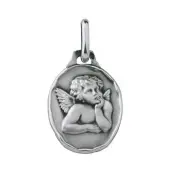 Médaille Ange rêveur ovale 16 mm - argent - 2