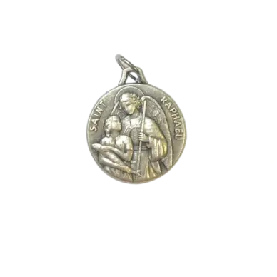 Médaille Saint Raphaël Archange - métal argenté - 18 mm