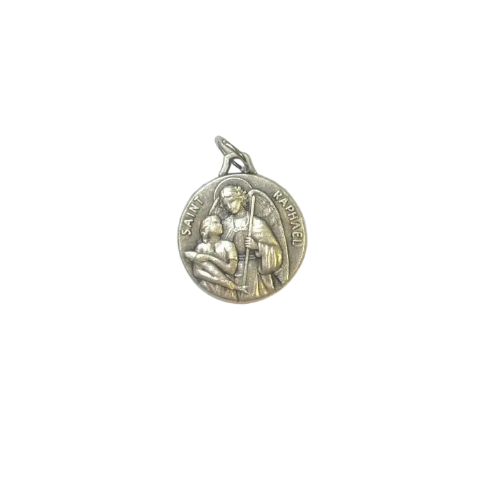 Médaille Saint Raphaël Archange - métal argenté - 18 mm