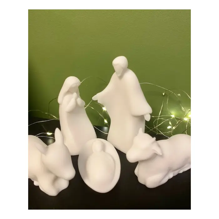 Crèche en albâtre blanc 9 cm