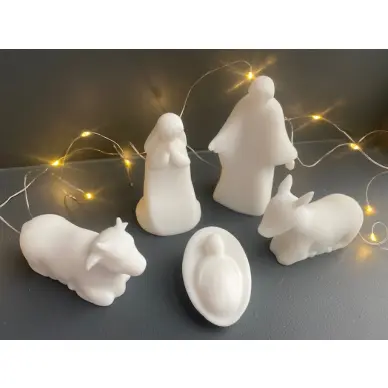 Crèche en albâtre blanc 9 cm