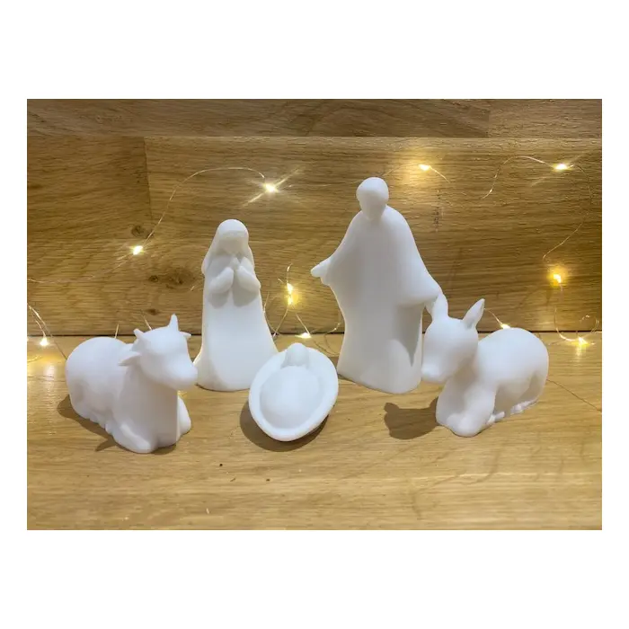 Crèche en albâtre blanc 9 cm