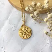 Médaille Chrisme 18 mm en or 18 carats - 1