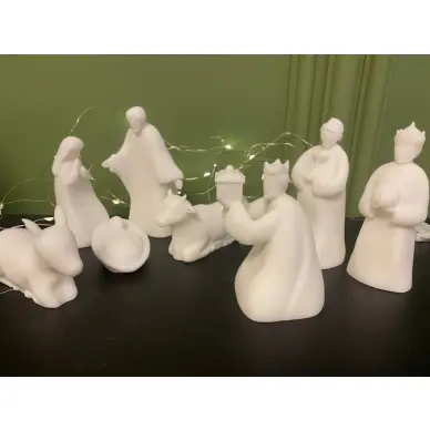 3 Rois mages en albâtre blanc 9 cm