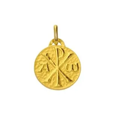 Médaille Chrisme 18 mm en or 18 carats