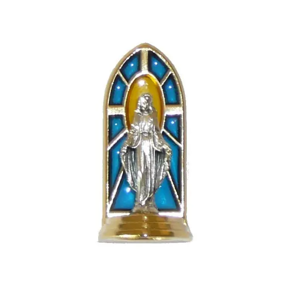 Statue en métal sur socle Vierge Miraculeuse