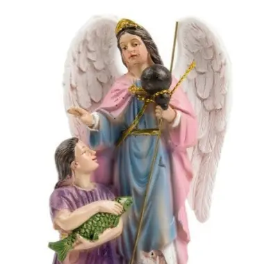 Statue Saint Raphaël Archange et Tobie en résine