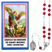 Chapelet Saint Michel Archange rouge + notice - 2