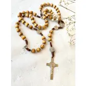 Chapelet Saint Benoit - Bois d'olivier - avec fermoir - 47 cm - 1