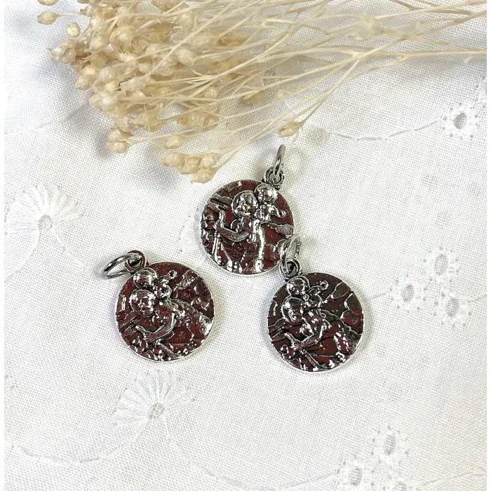 Médaille Saint Christophe - métal argenté - 15 mm