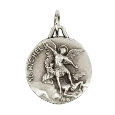 Médaille Saint Michel gravée 18 mm - métal argenté