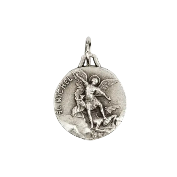 Médaille Saint Michel gravée 18 mm - métal argenté