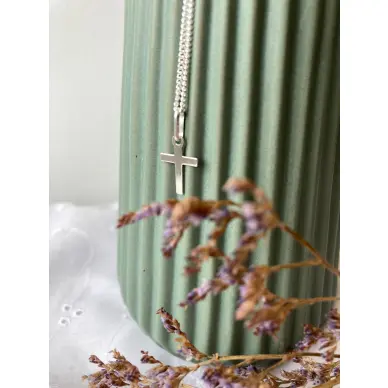 Croix plate en argent - 15 mm