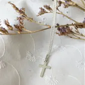 Croix plate en argent - 15 mm - 2