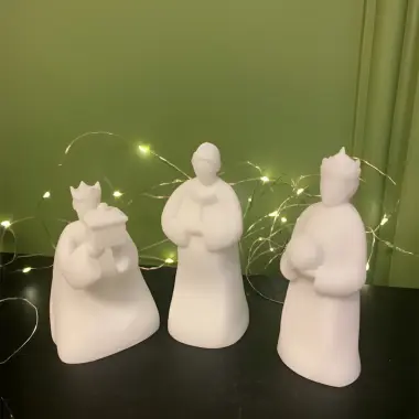 3 Rois mages en albâtre blanc 9 cm