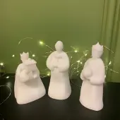 3 Rois mages en albâtre blanc 9 cm - 1