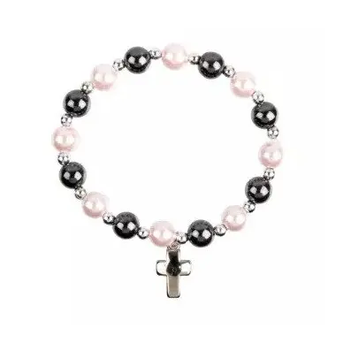 Bracelet croix - hématites et perles