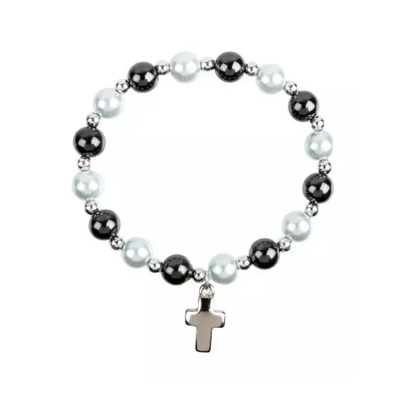 Bracelet croix - hématites et perles