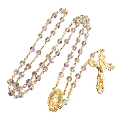 Chapelet Vierge Miraculeuse cristal rose