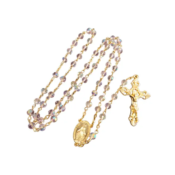 Chapelet Vierge Miraculeuse cristal rose