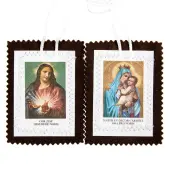 Scapulaire ND du Mont Carmel & Sacré-Coeur en tissu - Grand format - 2