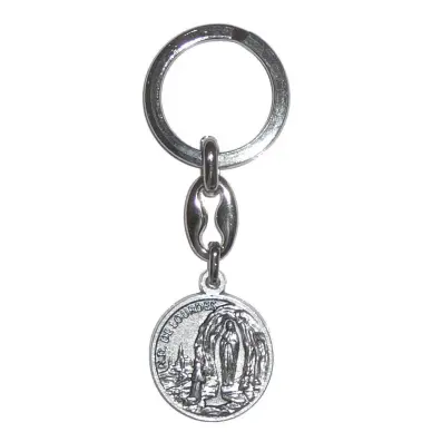 Porte-clés Notre Dame de Lourdes avec prière