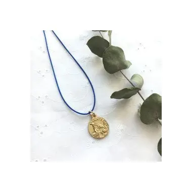 Cordon ciré bleu 1 mm - 60 cm