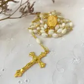 Chapelet Vierge Miraculeuse doré - Nacre - 59 cm - 2