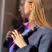 Grand foulard Vivre d'Amour violet 100 x 100 cm - 4