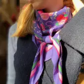 Grand foulard Vivre d'Amour violet 100 x 100 cm - 3