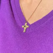 Pendentif Croix Ex-Voto en laiton doré - 4