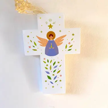 Croix en bois enfant Ange gardien