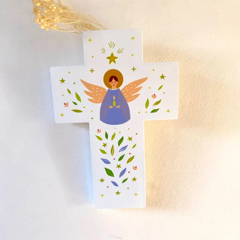 Croix en bois enfant Ange gardien