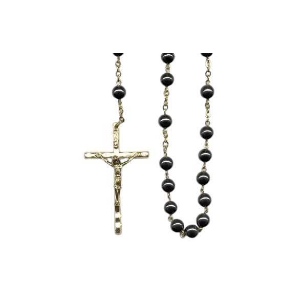Chapelet Vierge Miraculeuse en hématites sur chaîne dorée