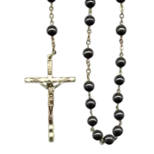 Chapelet Vierge Miraculeuse en hématites sur chaîne dorée - 2