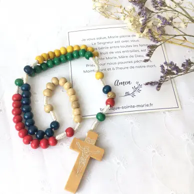 Chapelet Missionnaire en bois - grains ronds