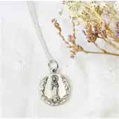 Médaille Notre-Dame de Lourdes - métal argenté -  18 mm - 1