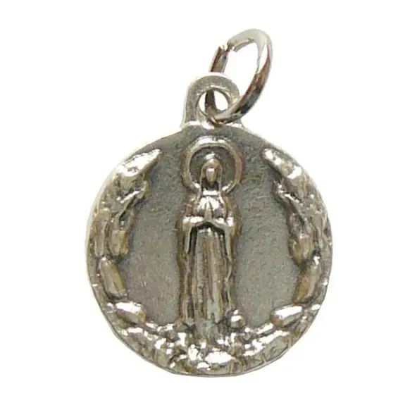 Médaille Notre-Dame de Lourdes - métal argenté -  18 mm