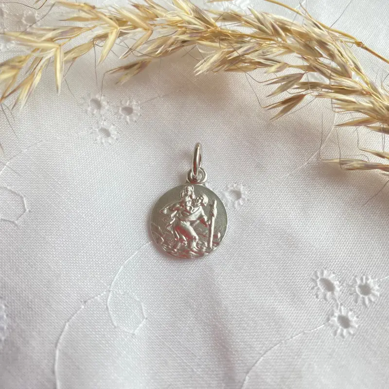 Médaille de Saint Christophe bord plat - 14 mm