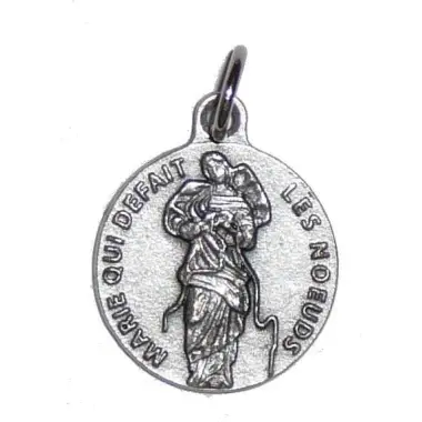 Médaille Marie qui défait les noeuds - métal argenté - 18 mm