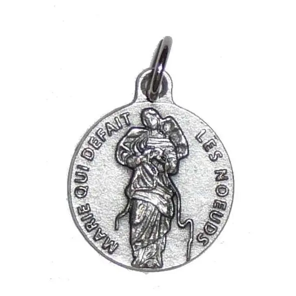 Médaille Marie qui défait les noeuds - métal argenté - 18 mm