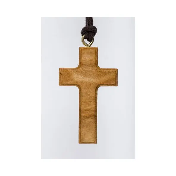 Croix pendentif en bois d'olivier avec cordon