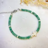 Bracelet chapelet en pierre coloris Aventurine verte avec fermoir - 2